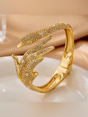 ALEXIS BITTAR Crystal Pavé Swan Hinge Bracelet